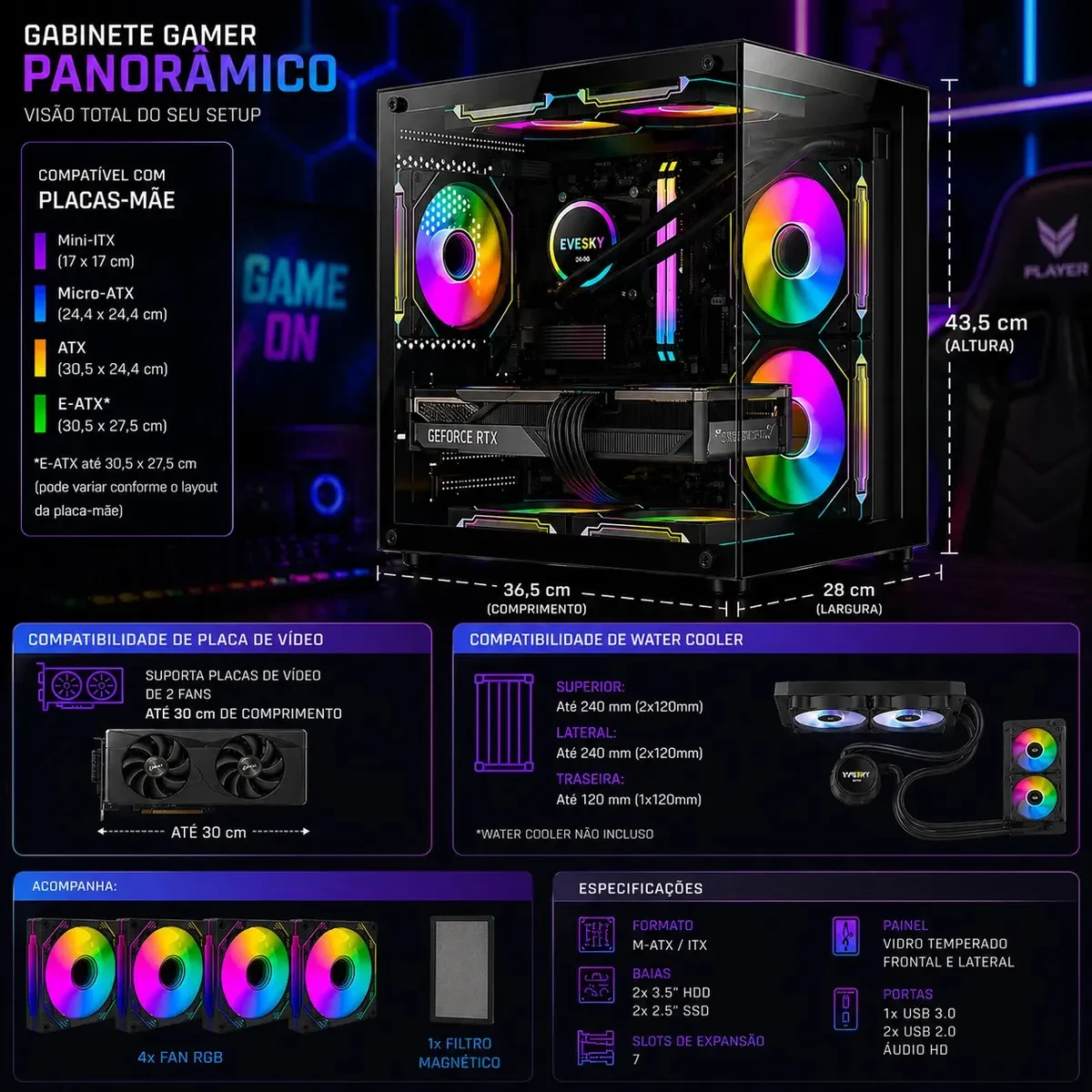 Compatibilidade do Hayom Aquário: placas-mãe, placa de vídeo e water cooler